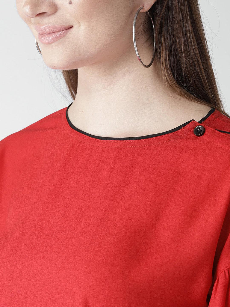 Women Red Solid Top-Tops-StyleQuotient