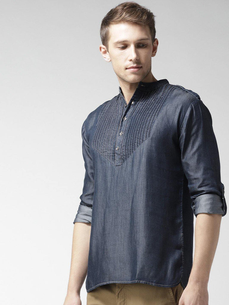 Men Navy Solid Straight Kurta-Mens Kurta-StyleQuotient