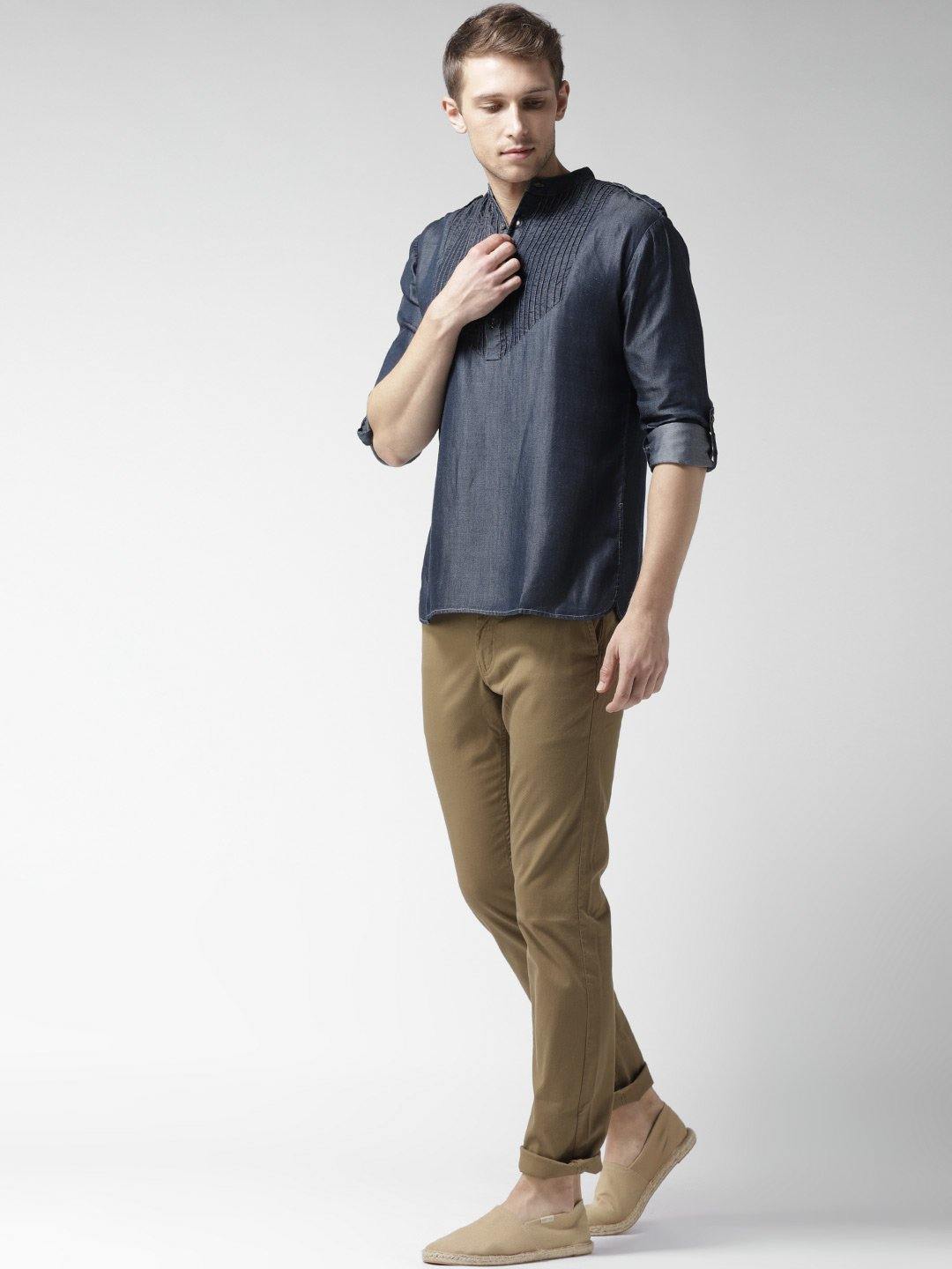 Men Navy Solid Straight Kurta-Mens Kurta-StyleQuotient