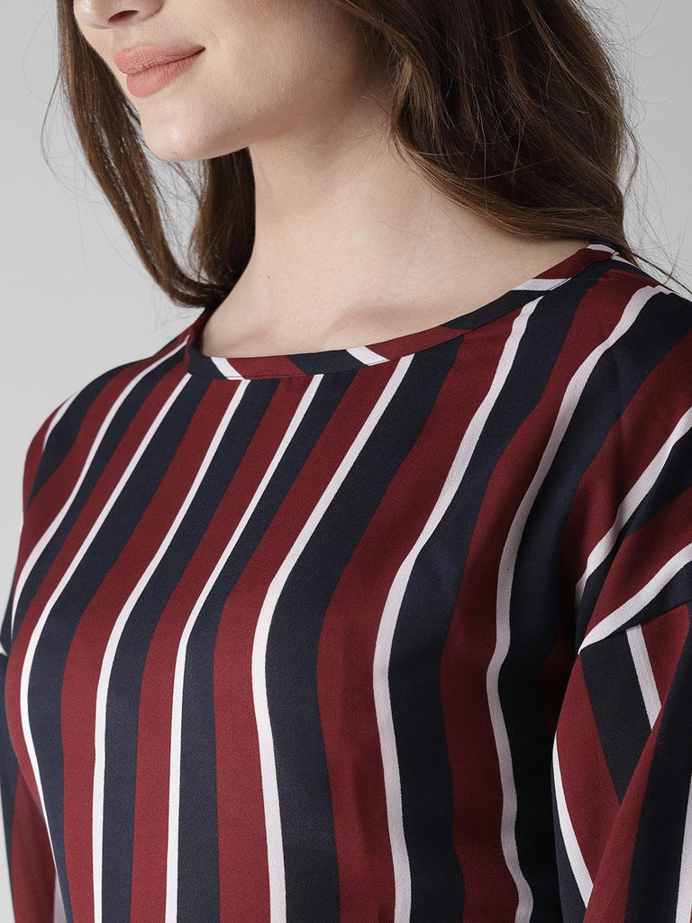 Women Grey & Black Striped Top-Tops-StyleQuotient