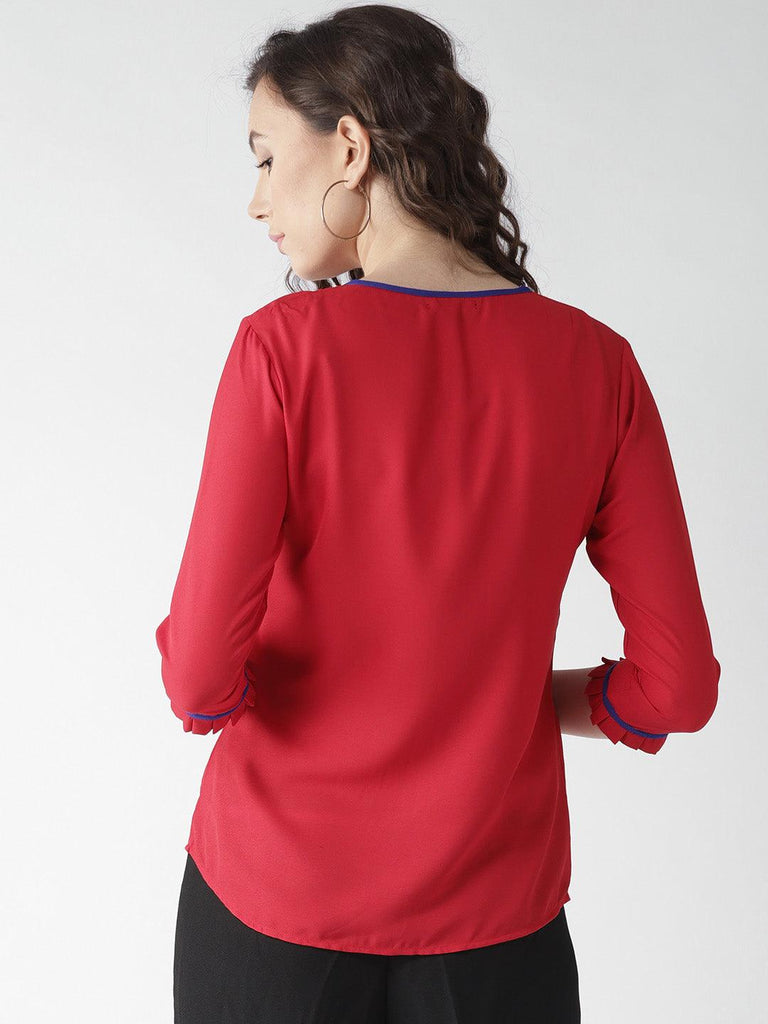 Women Red Solid Top-Tops-StyleQuotient