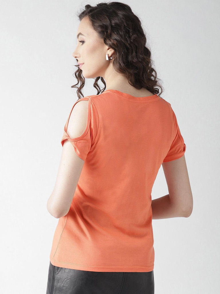 Women Orange Solid Top-Tops-StyleQuotient