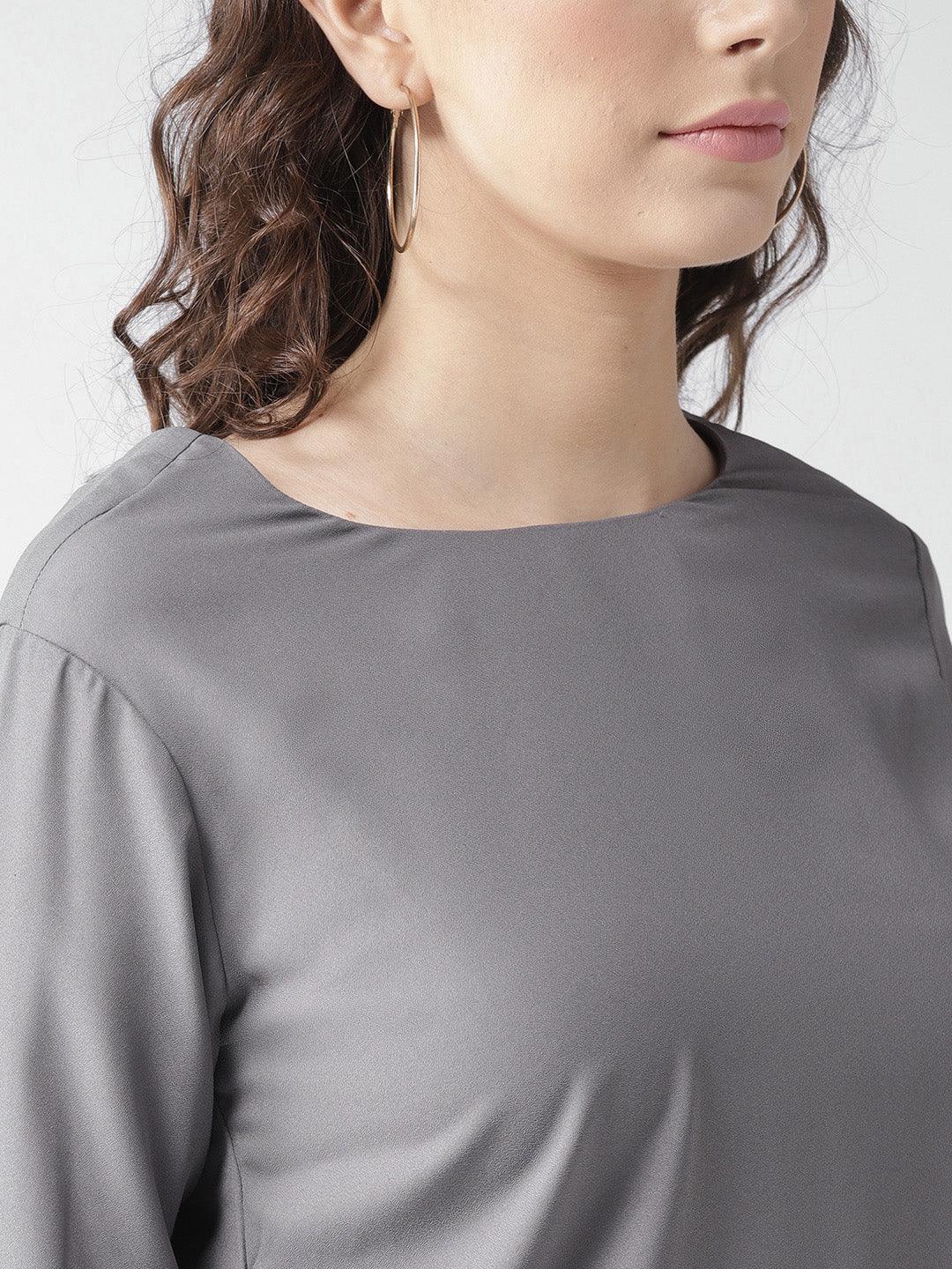 Women Grey Solid Top-Tops-StyleQuotient