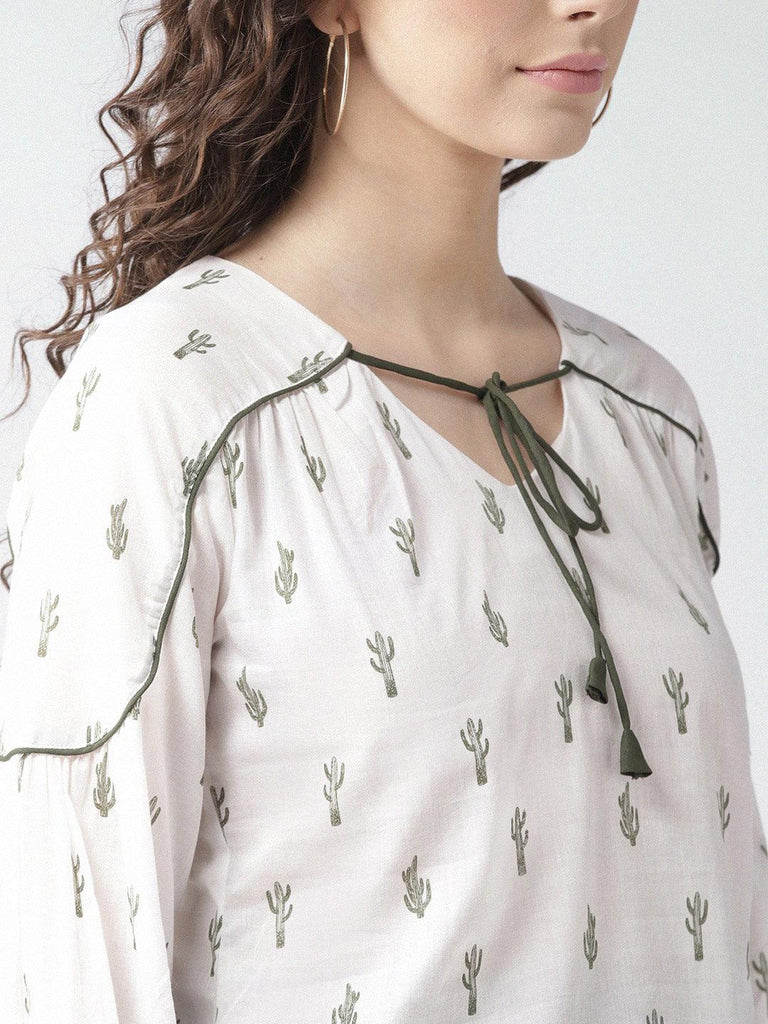 Women White Printed Top-Tops-StyleQuotient