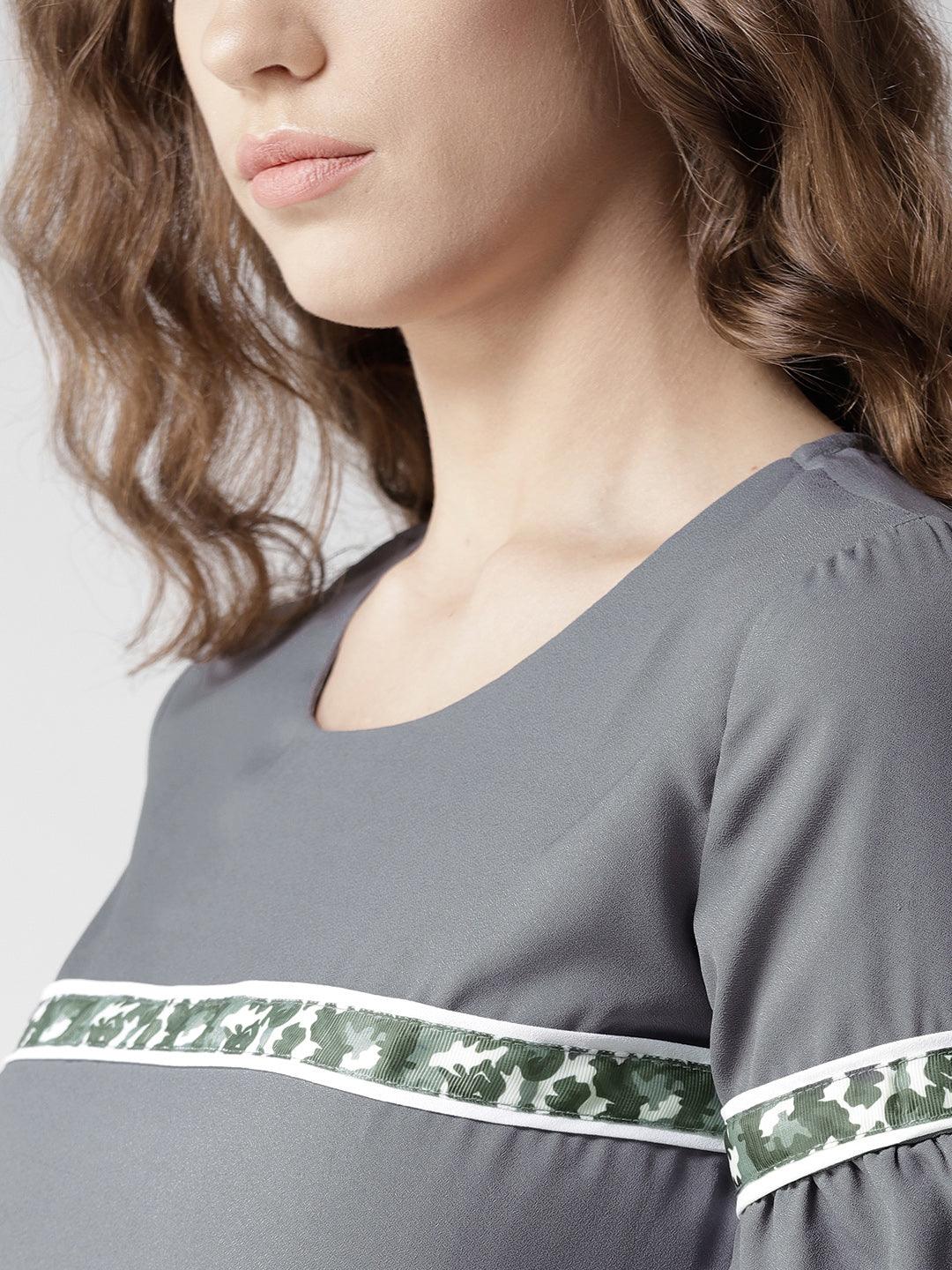 Women Grey Solid Top-Tops-StyleQuotient