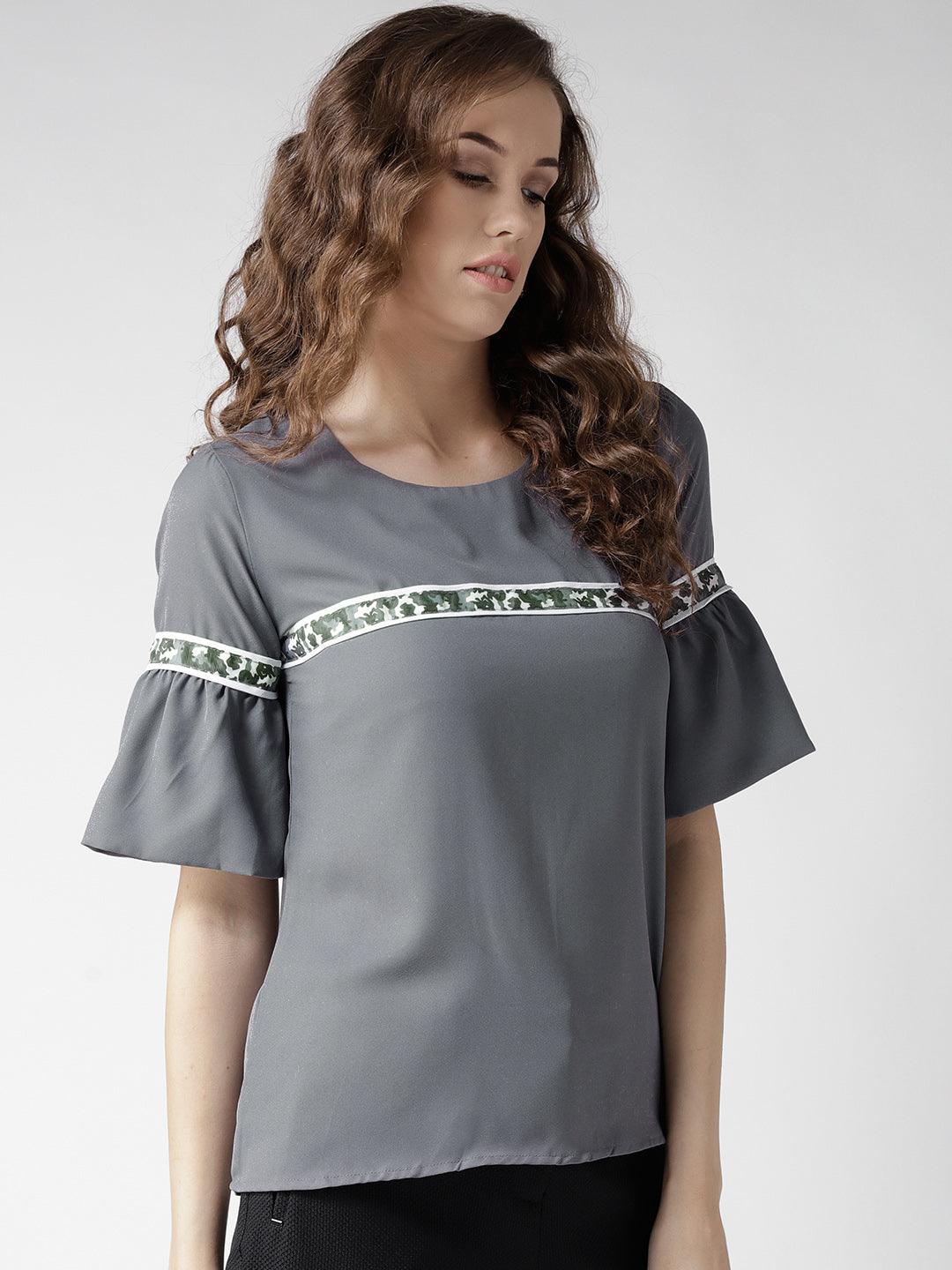 Women Grey Solid Top-Tops-StyleQuotient