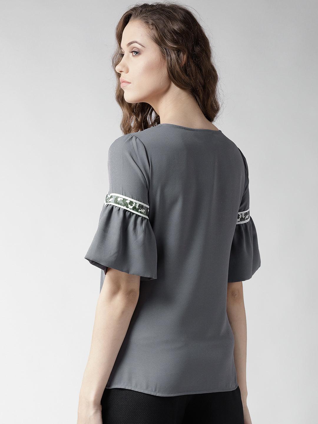 Women Grey Solid Top-Tops-StyleQuotient