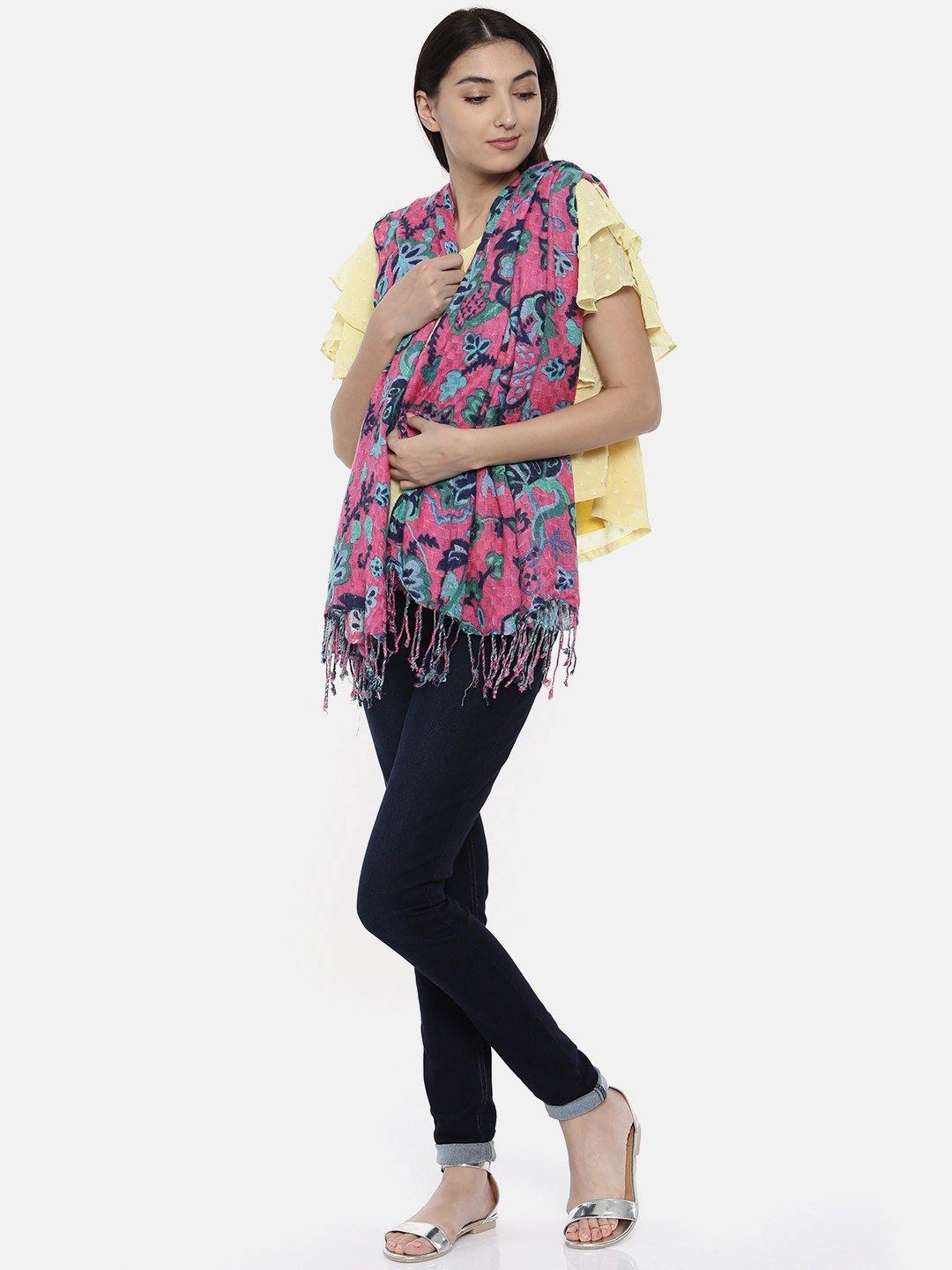 Women Pink Printed Shawl-Shawl-StyleQuotient