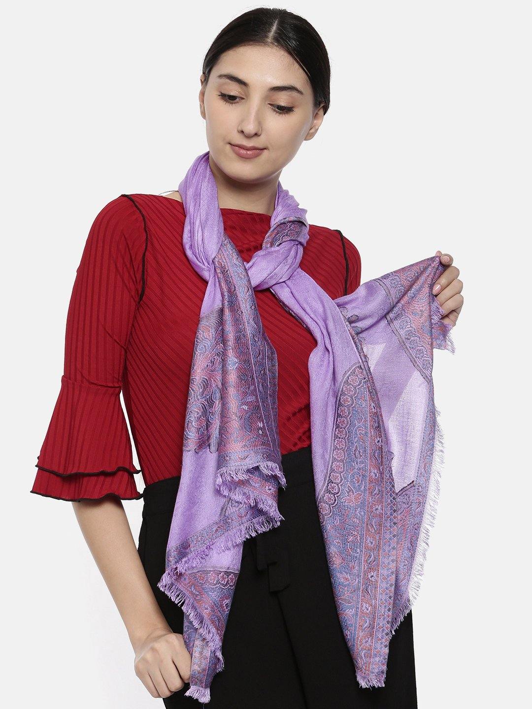 Women Purple Woven Design Shawl-Shawl-StyleQuotient