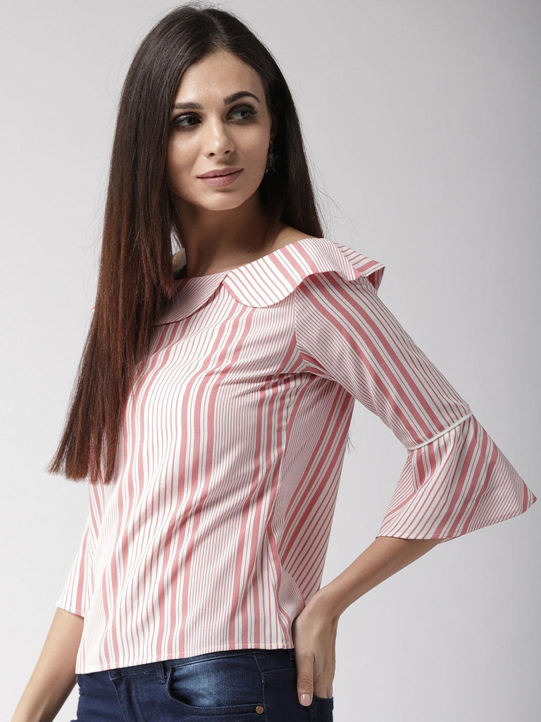 Women Boat Neck Striped Top-Tops-StyleQuotient