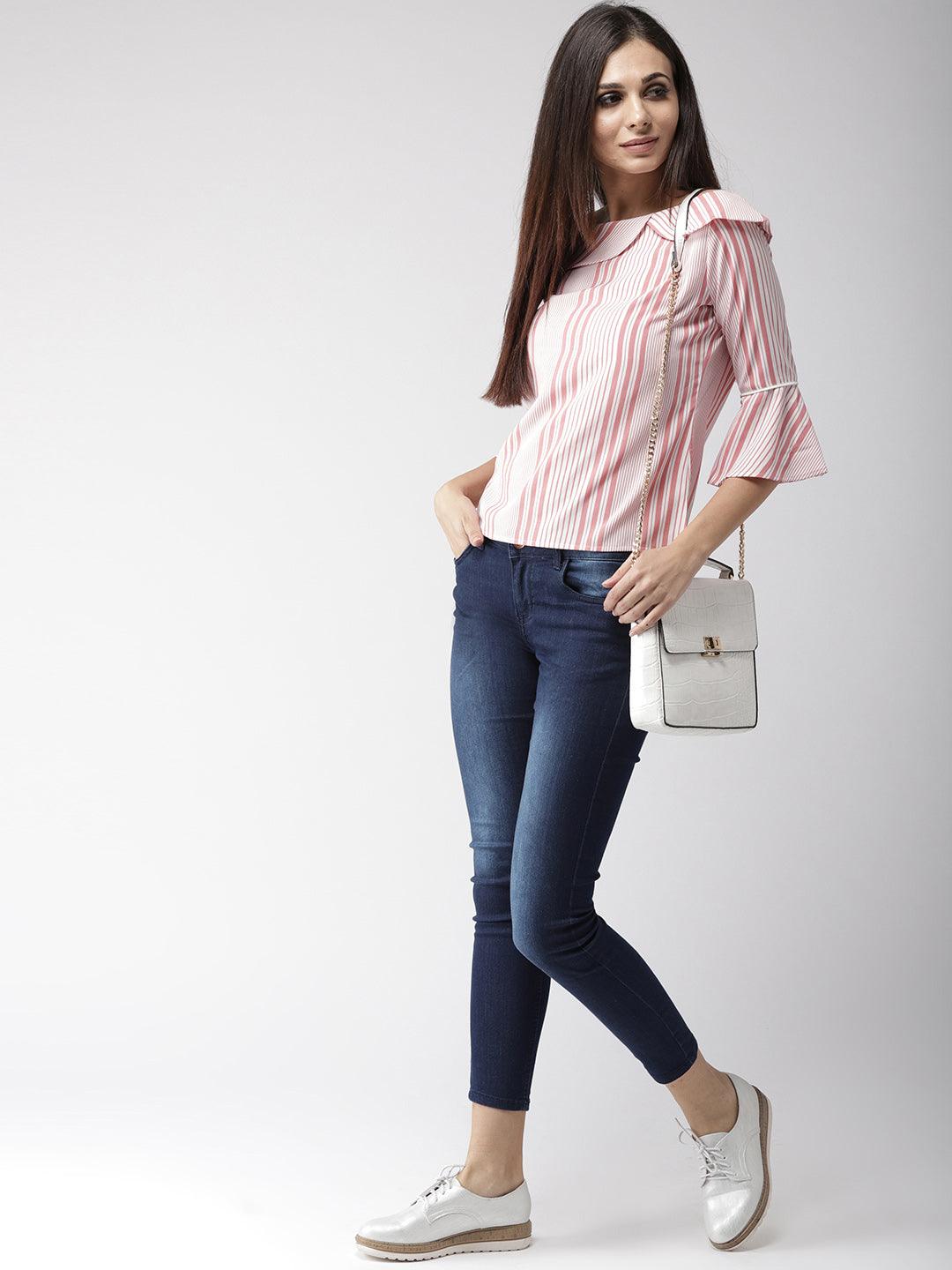 Women Boat Neck Striped Top-Tops-StyleQuotient