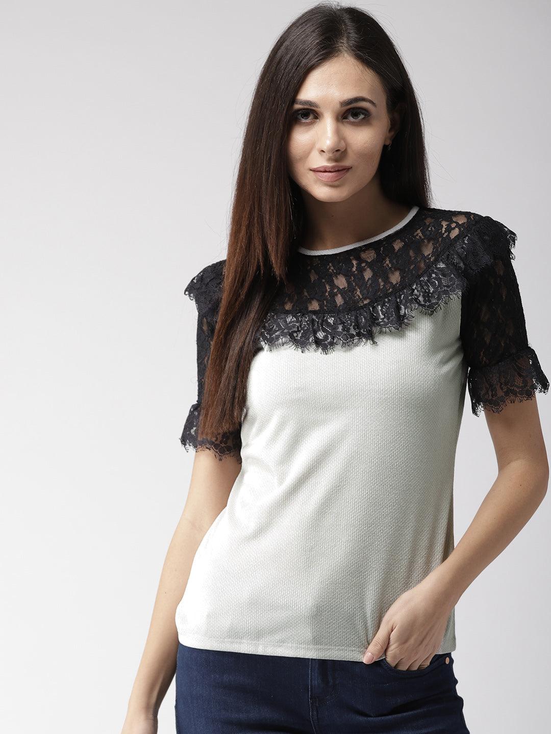 Women Off-White Solid Top-Tops-StyleQuotient