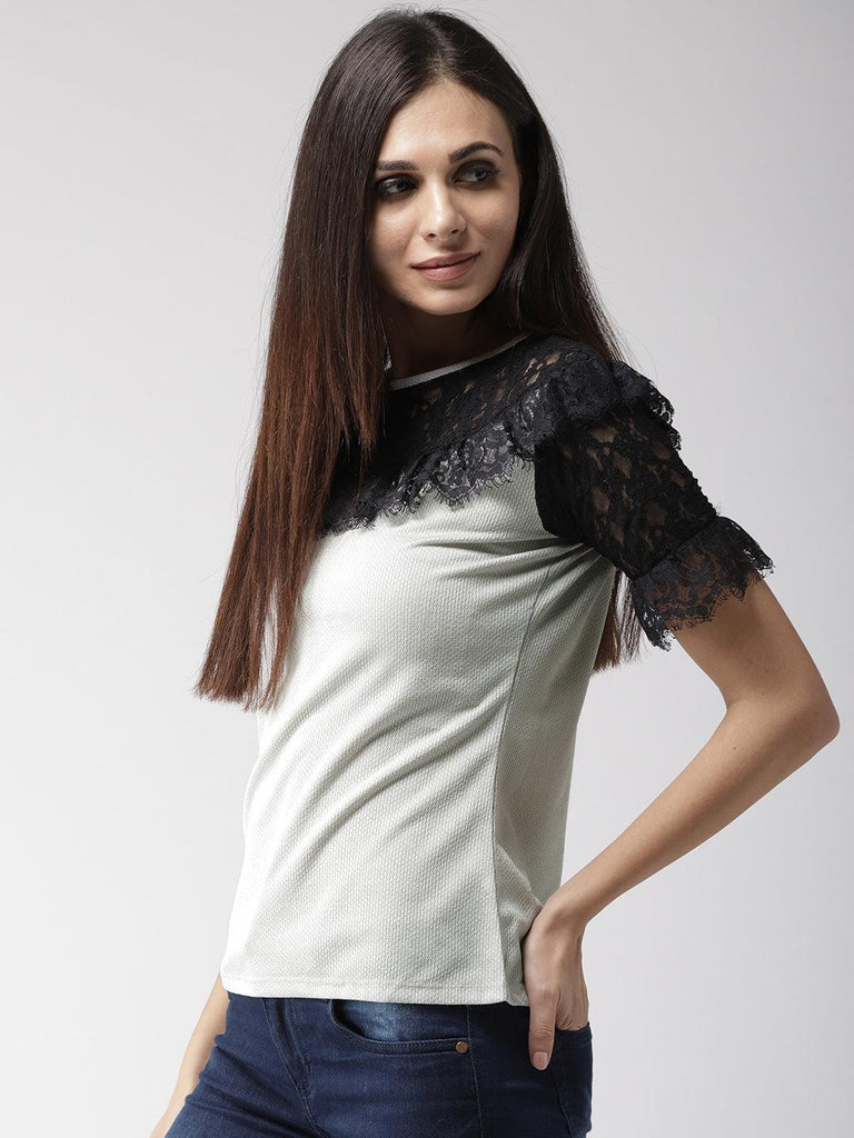 Women Off-White Solid Top-Tops-StyleQuotient