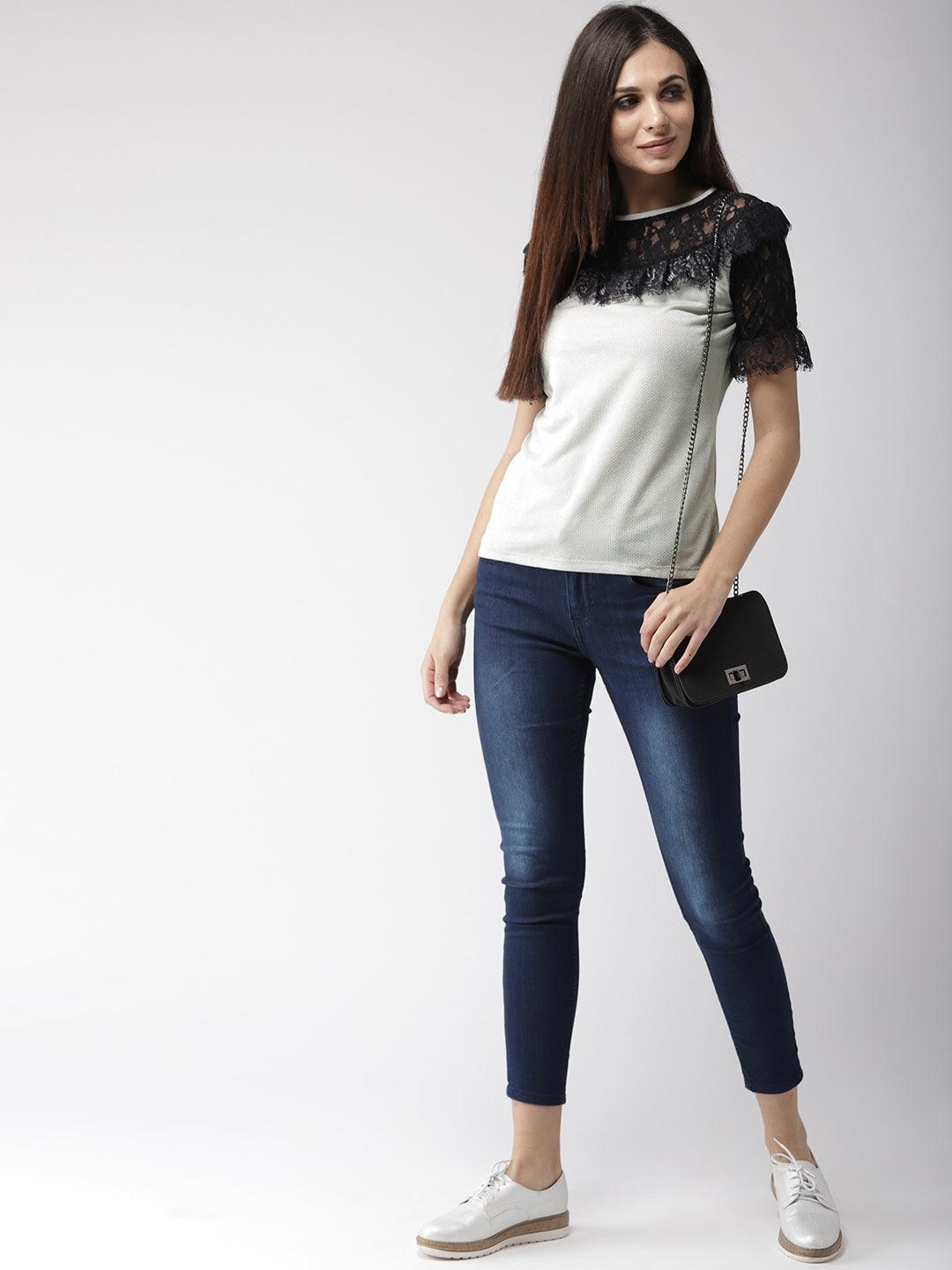 Women Off-White Solid Top-Tops-StyleQuotient