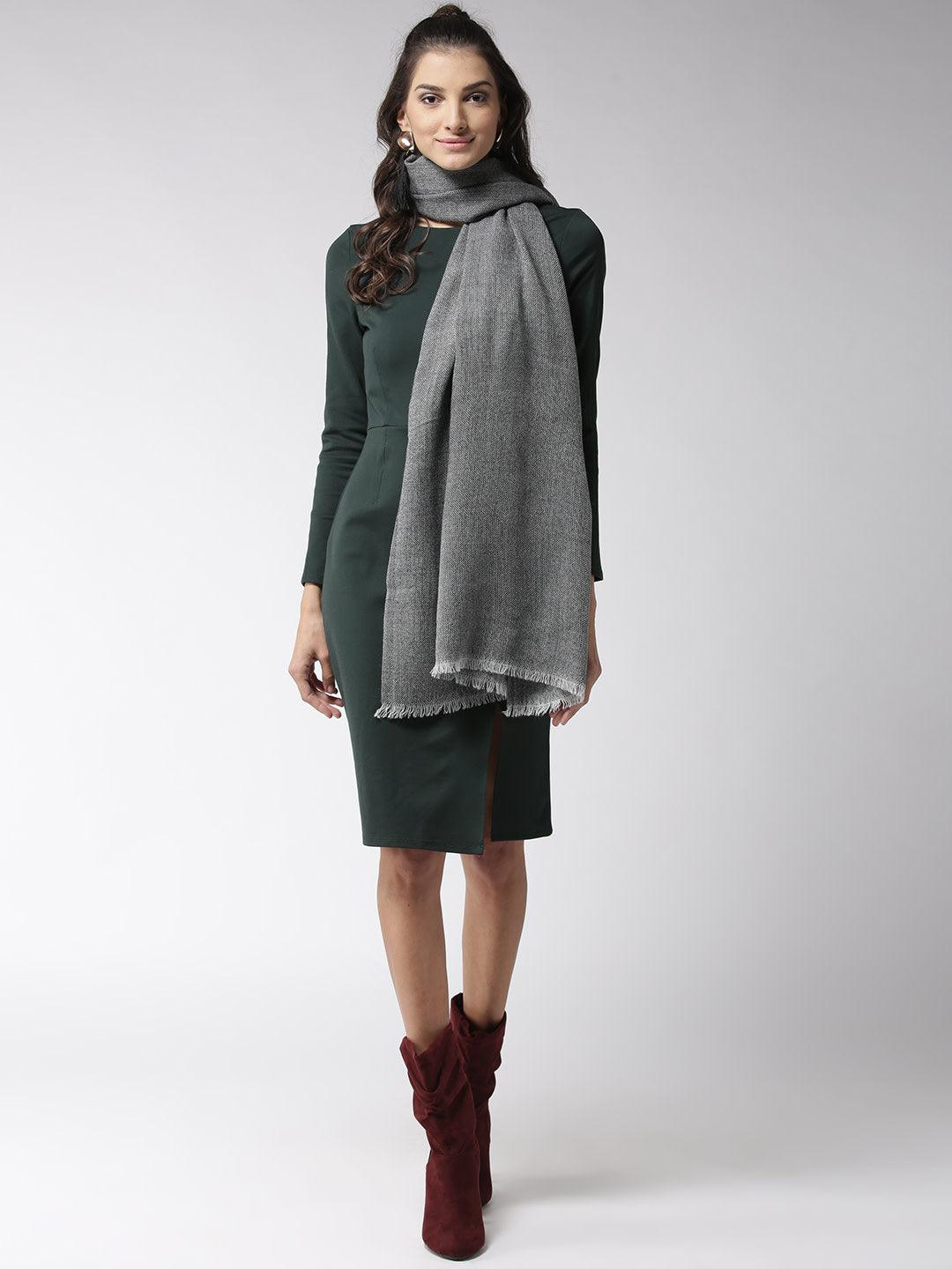 Women Grey Solid Stole-Stoles & Scarves-StyleQuotient