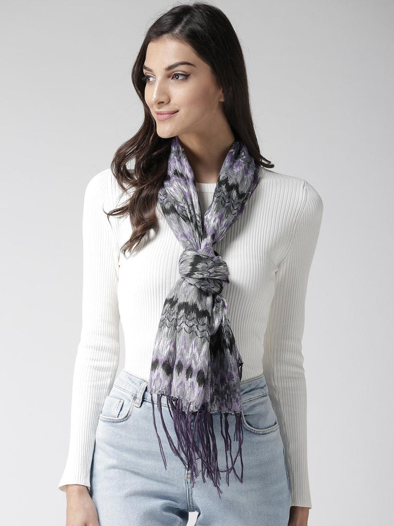 Women Grey & Black Printed Stole-Stoles & Scarves-StyleQuotient
