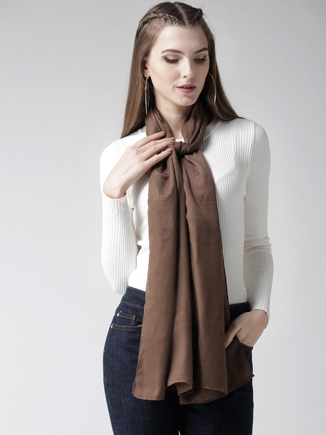 Women Brown Solid Stole-Stoles & Scarves-StyleQuotient