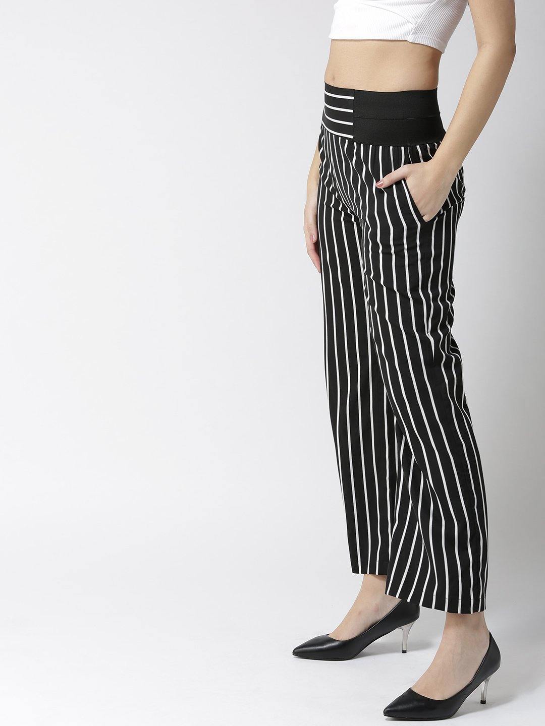 Women Beige & Black Original Straight Fit Animal Print Parallel Trousers-Trousers-StyleQuotient