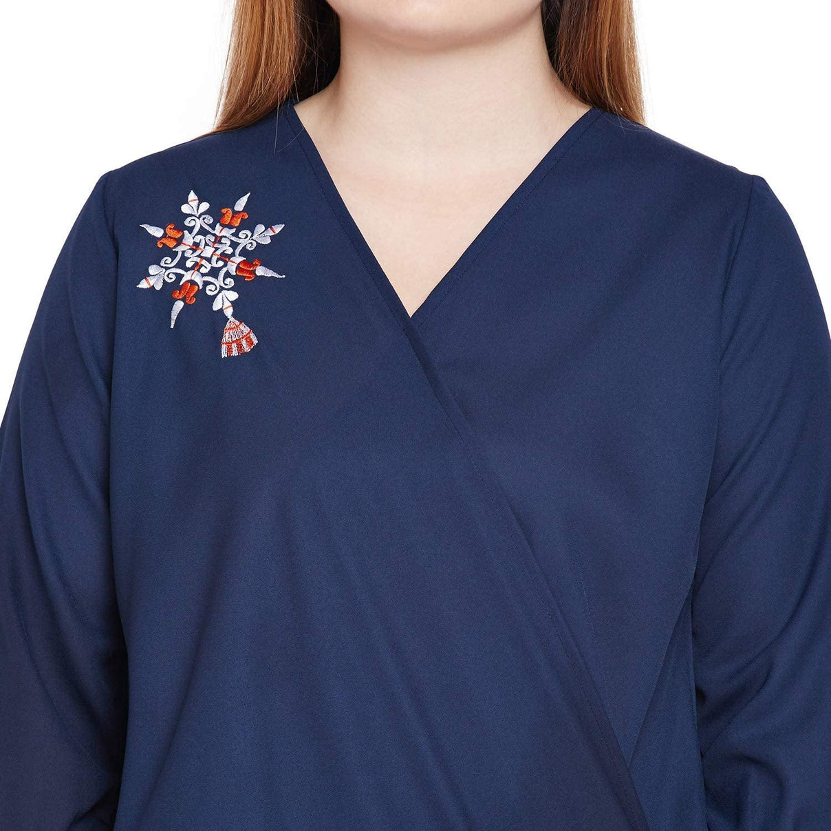 Style Quotient Women Navy Blue Solid Blouson Top-Tops-StyleQuotient