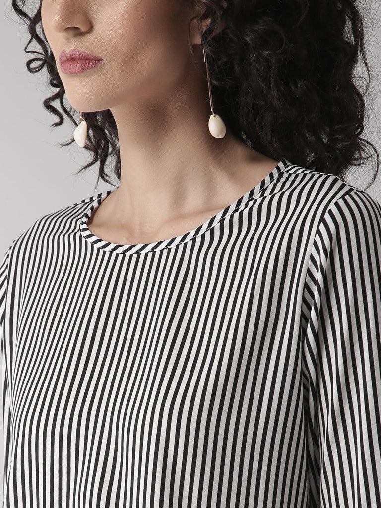 Women White & Black Striped Top-Tops-StyleQuotient