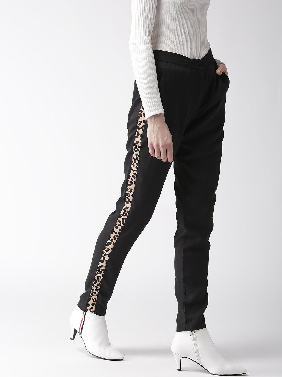 Women Black Tailored Slim Fit Solid Trousers-Trousers-StyleQuotient