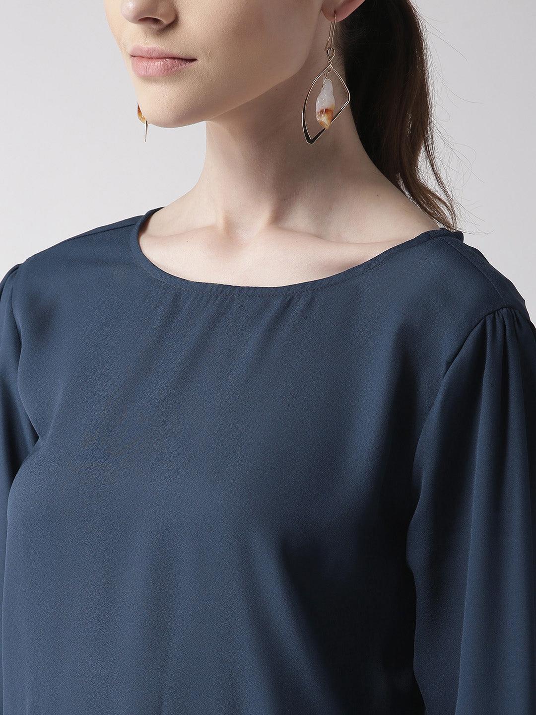 Women Burgundy Solid A-Line Top-Tops-StyleQuotient