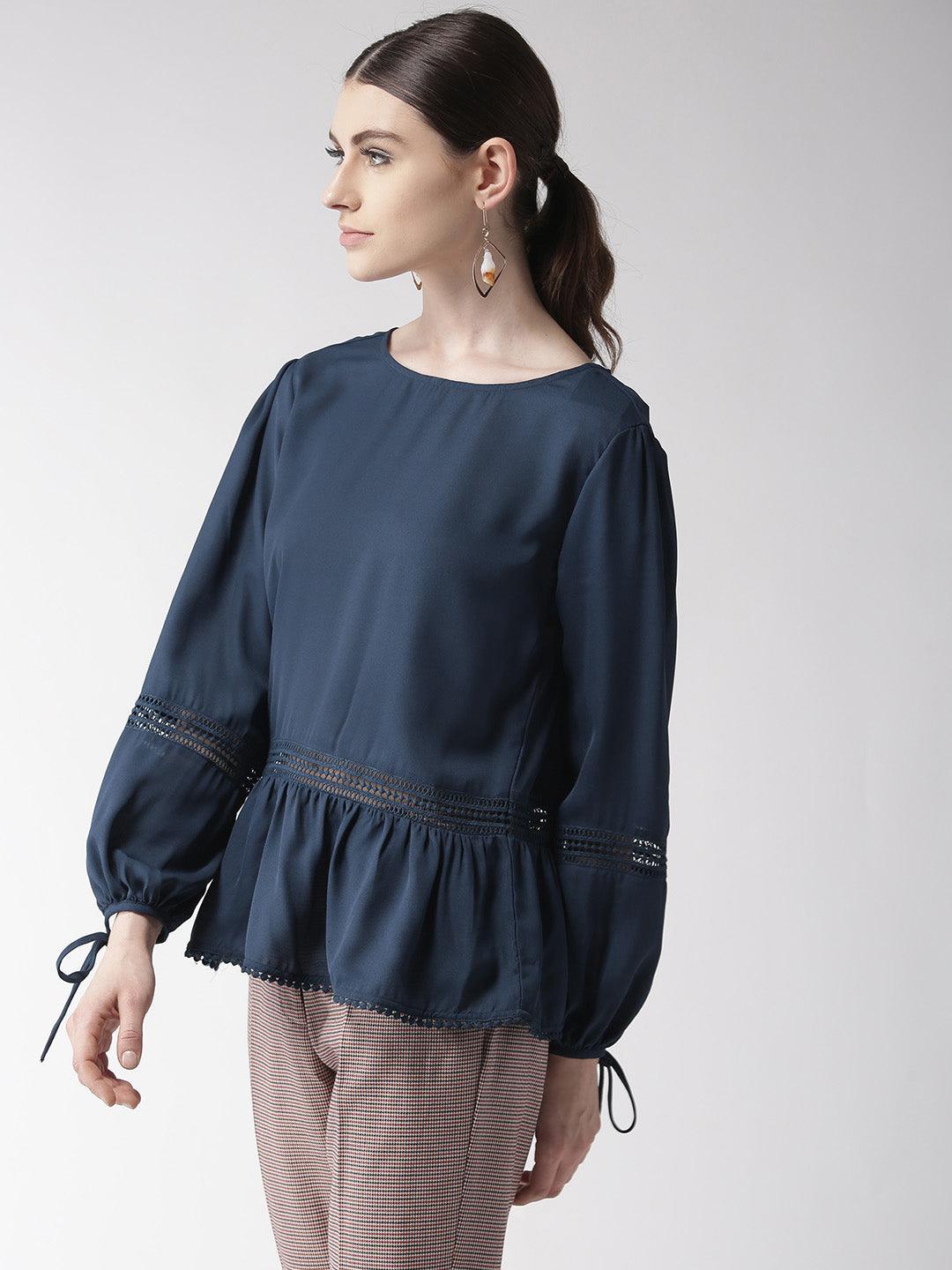 Women Burgundy Solid A-Line Top-Tops-StyleQuotient