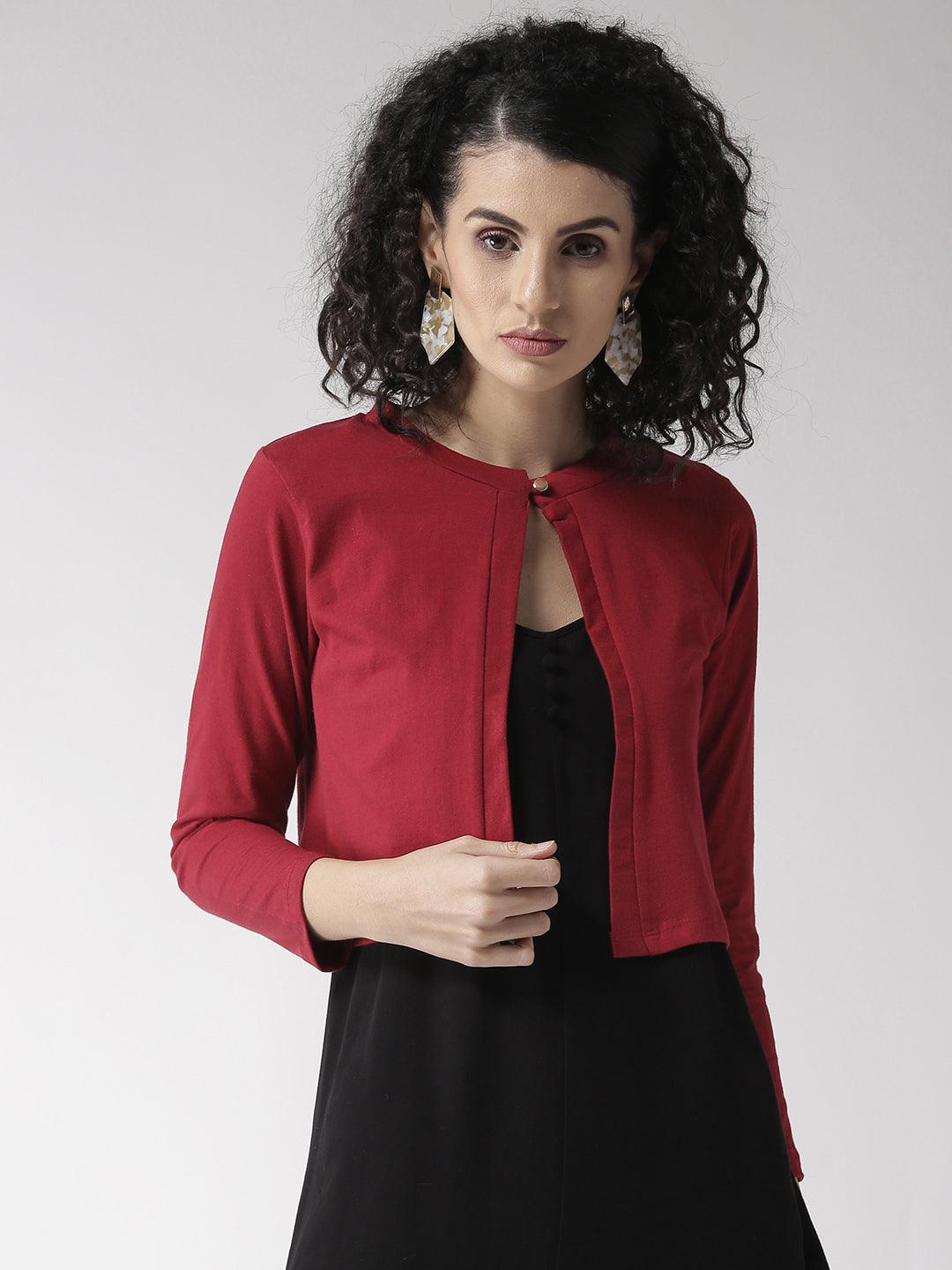 Style Quotient Women Solid Black Cotton Smart Casual Crop Shrug-Shrug-StyleQuotient