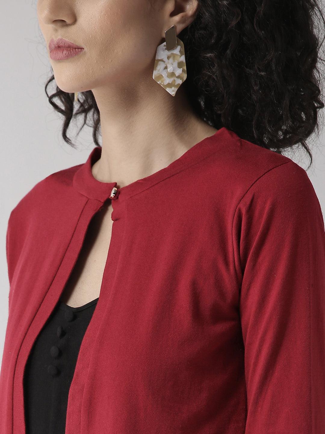 Style Quotient Women Solid Black Cotton Smart Casual Crop Shrug-Shrug-StyleQuotient