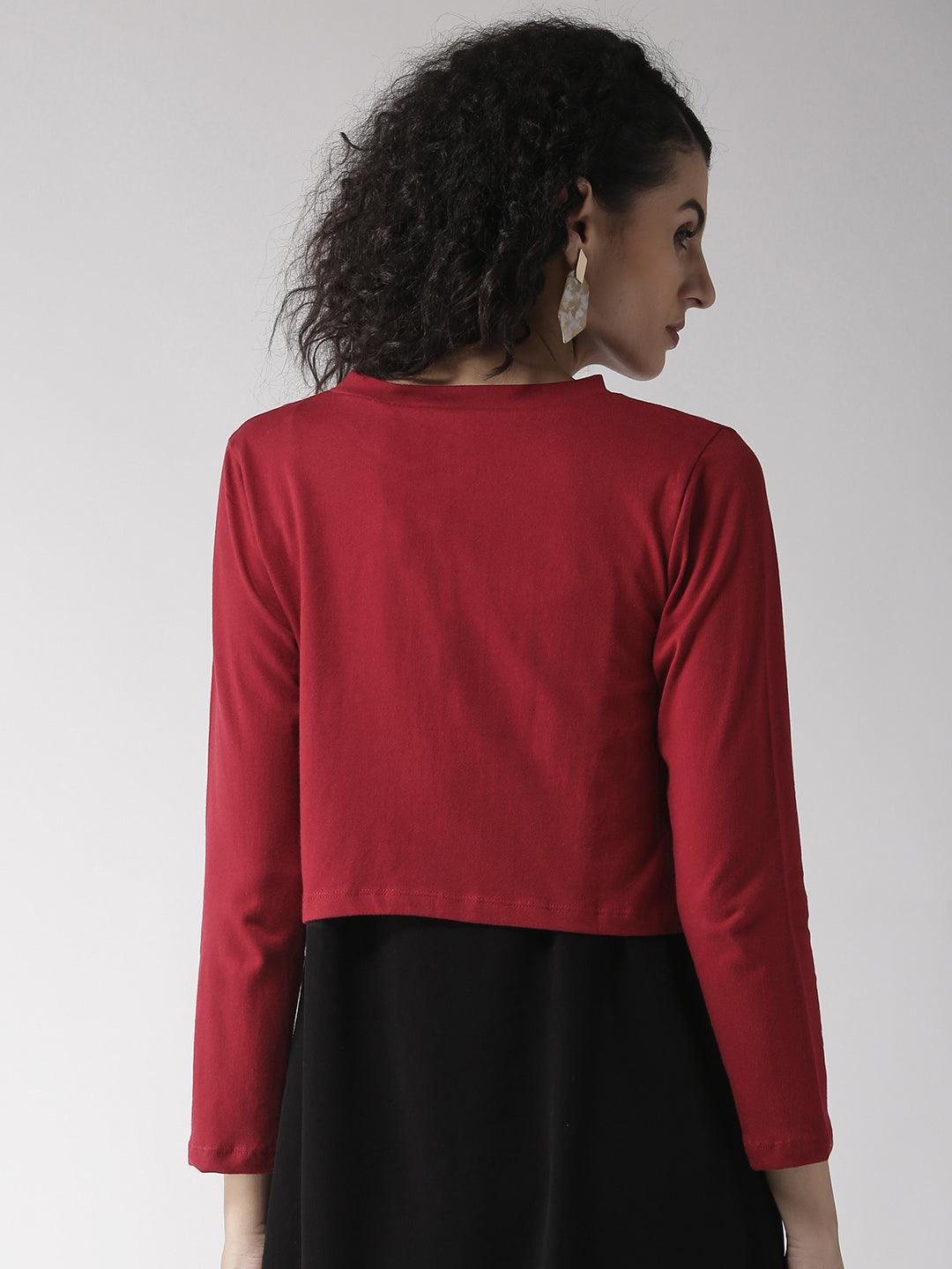 Style Quotient Women Solid Black Cotton Smart Casual Crop Shrug-Shrug-StyleQuotient