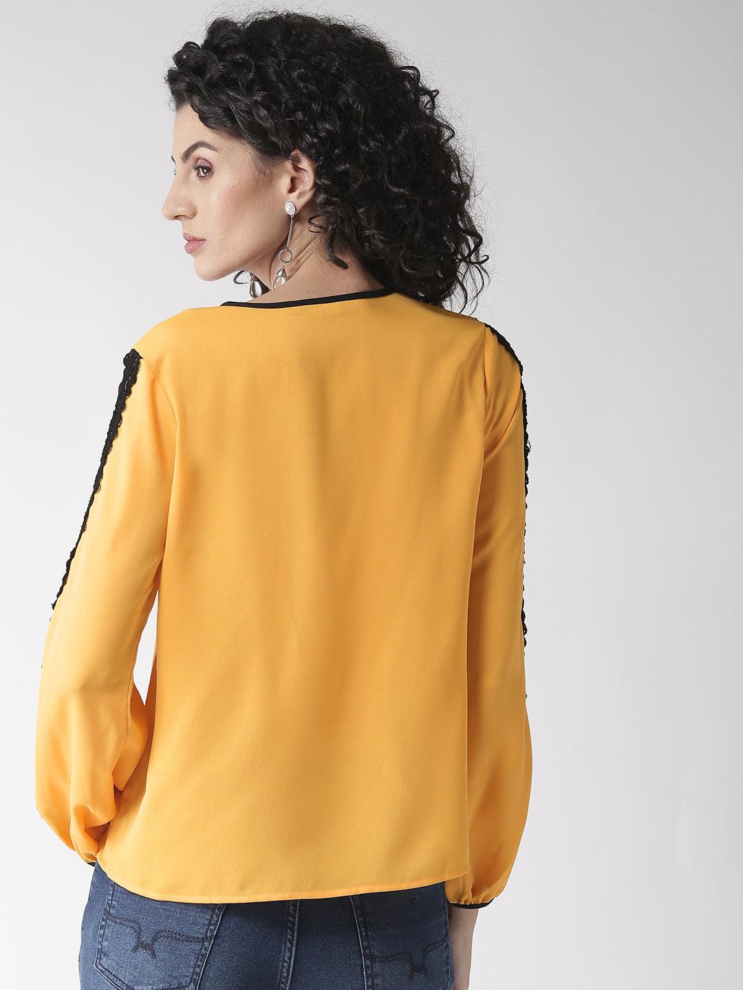 Women Yellow Solid Top-Tops-StyleQuotient