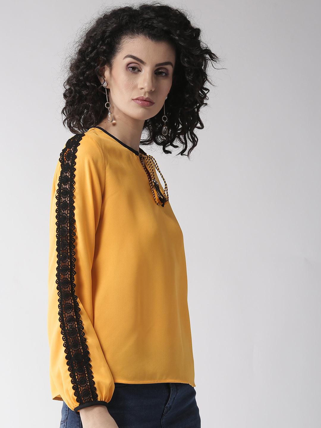 Women Yellow Solid Top-Tops-StyleQuotient