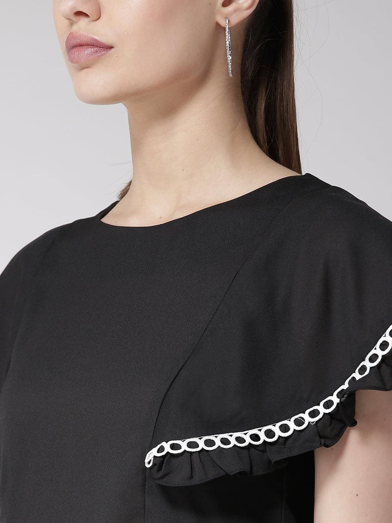 Women Black Solid Top-Tops-StyleQuotient