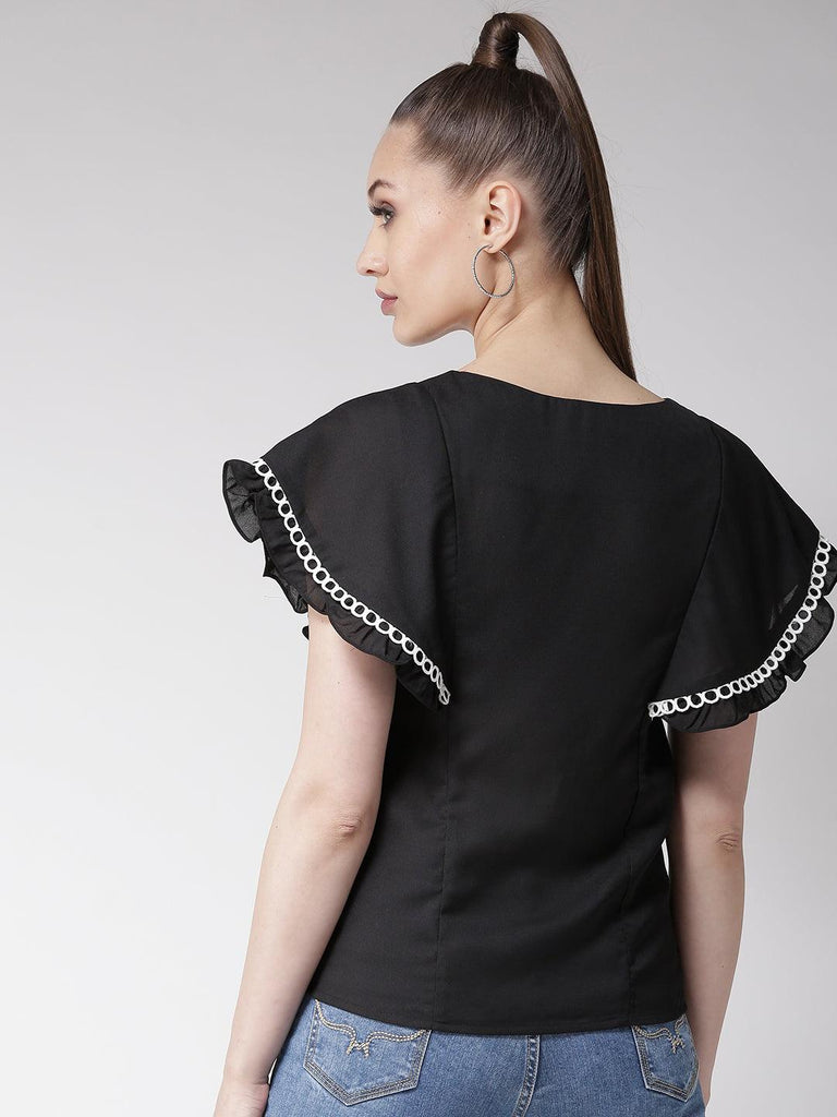 Women Black Solid Top-Tops-StyleQuotient