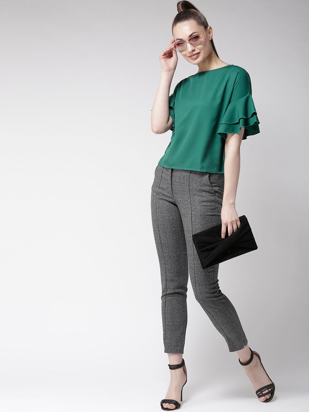 Women Green Solid Top-Tops-StyleQuotient