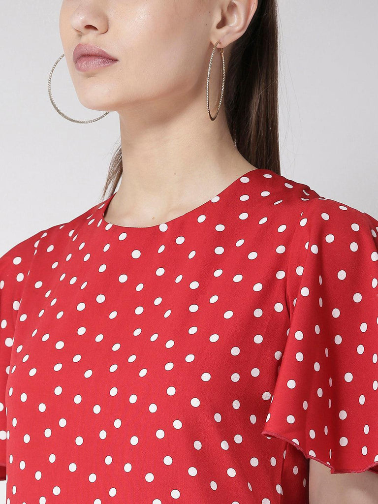 Women Red Printed Styled Back Top-Tops-StyleQuotient