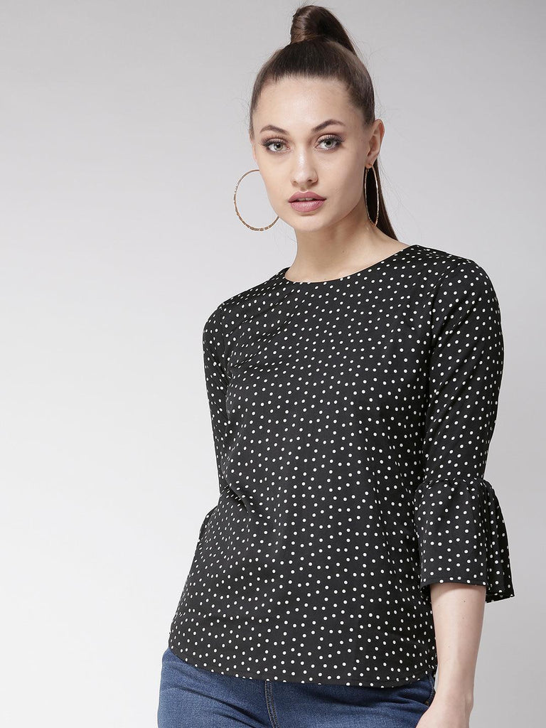 Women Black & White Printed Top-Tops-StyleQuotient