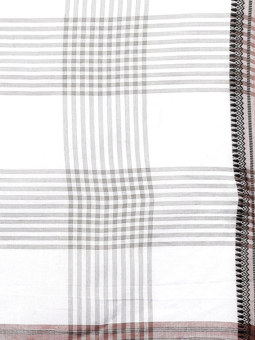 Women Grey & White Checked Scarf-Stoles & Scarves-StyleQuotient