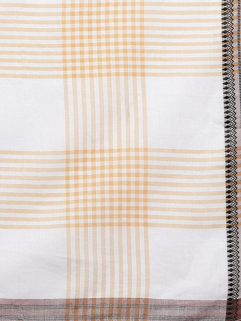 Women Yellow & White Checked Scarf-Stoles & Scarves-StyleQuotient