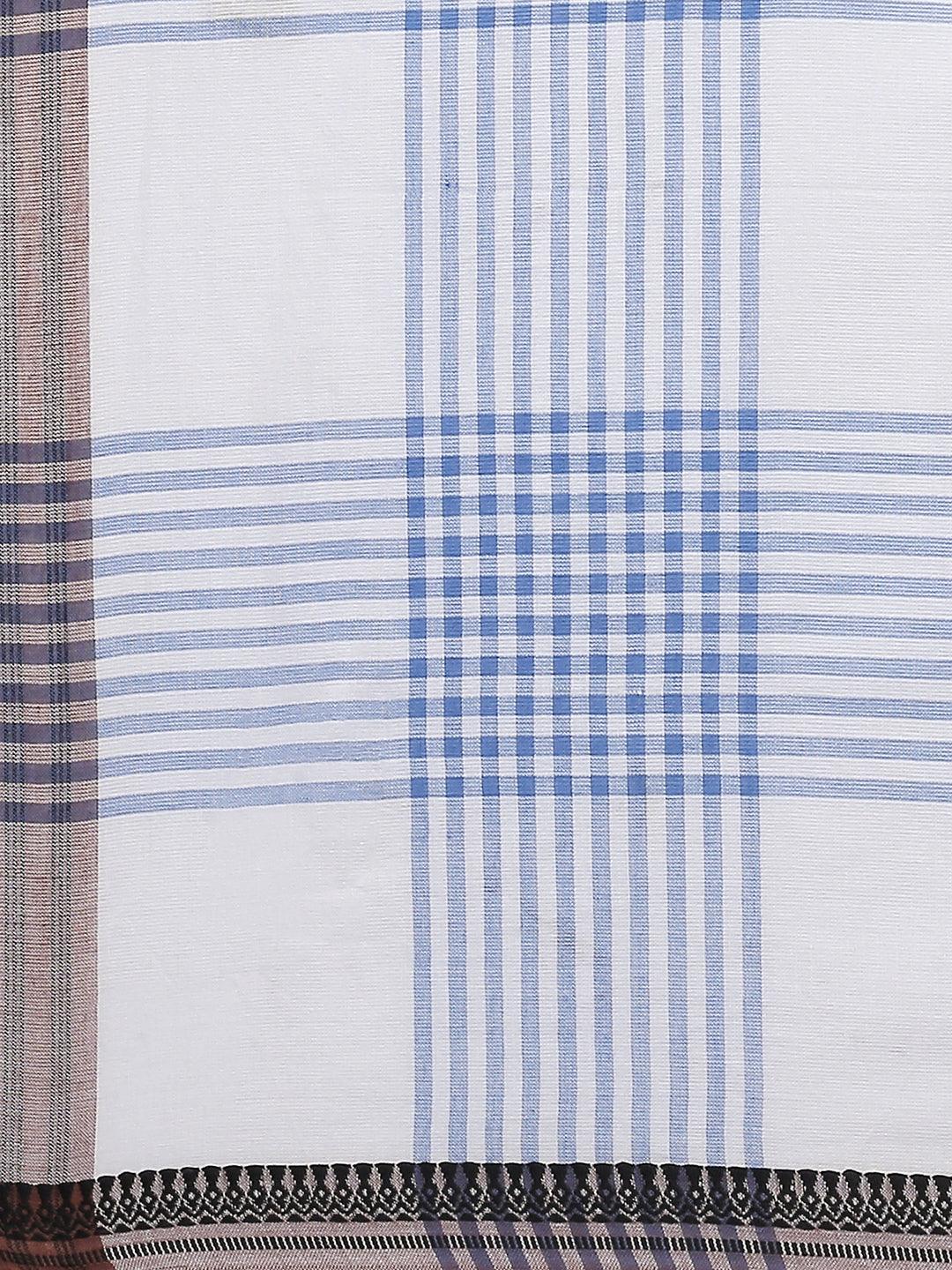 Women Blue & White Checked Scarf-Stoles & Scarves-StyleQuotient