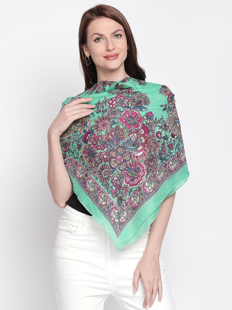 Women Green Printed Scarves-Stoles & Scarves-StyleQuotient