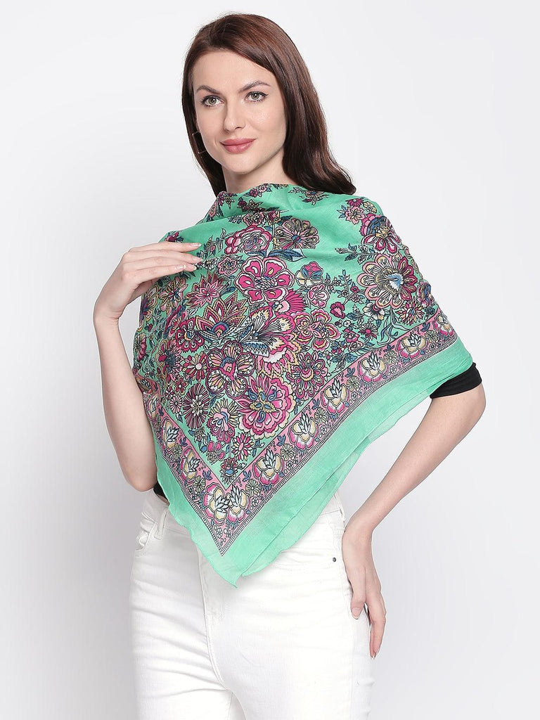 Women Green Printed Scarves-Stoles & Scarves-StyleQuotient