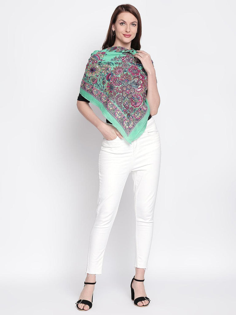 Women Green Printed Scarves-Stoles & Scarves-StyleQuotient