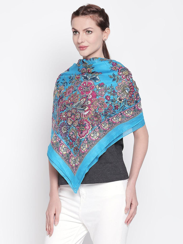 Women Blue Printed Scarves-Stoles & Scarves-StyleQuotient