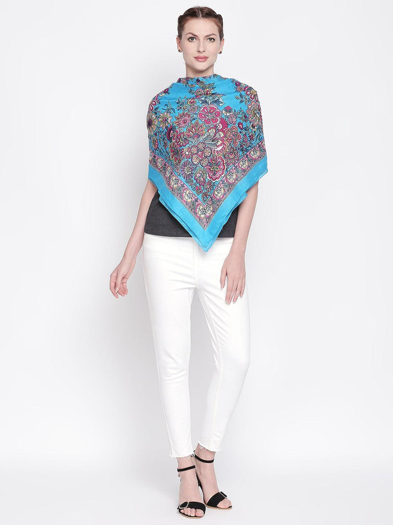 Women Blue Printed Scarves-Stoles & Scarves-StyleQuotient