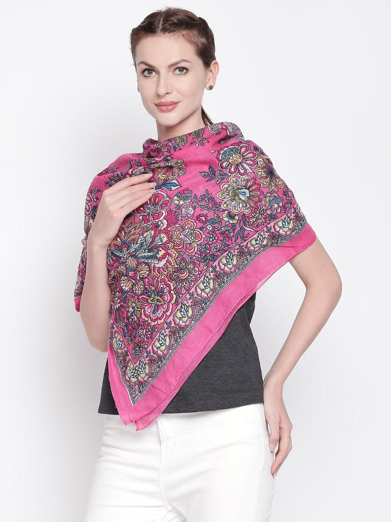 Women Purple & Blue Printed Scarf-Stoles & Scarves-StyleQuotient