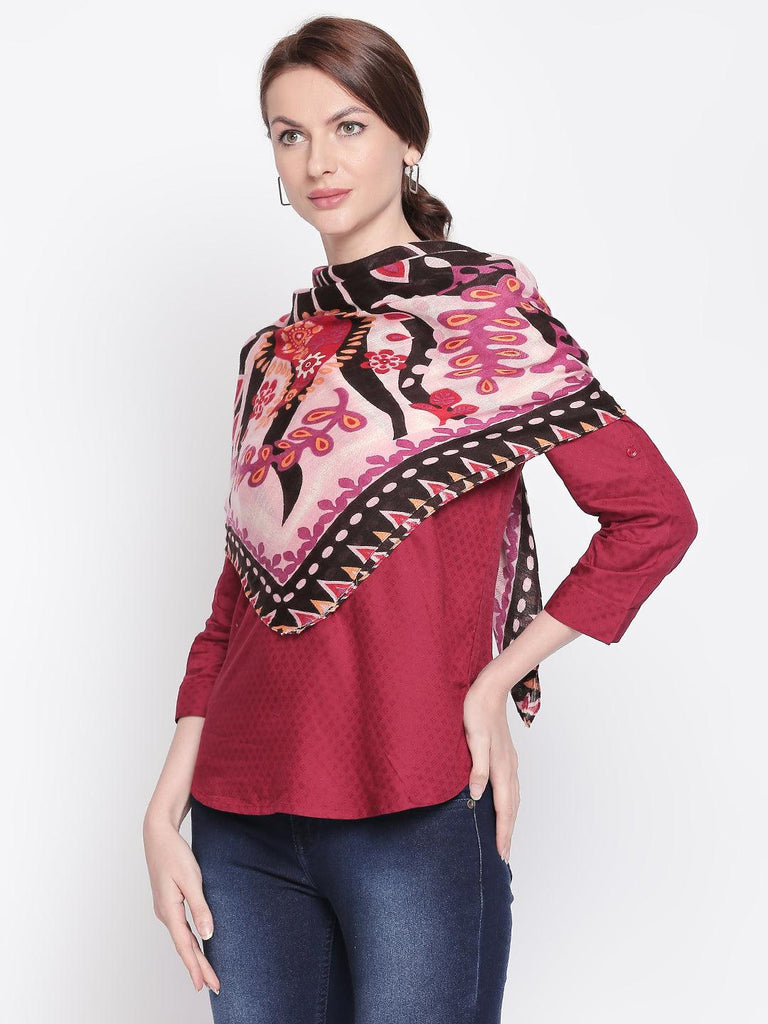 Women Pink And Black Scarves-Stoles & Scarves-StyleQuotient