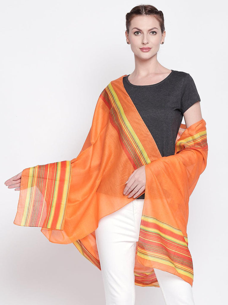 Women Orange & Yellow Printed Scarf-Stoles & Scarves-StyleQuotient