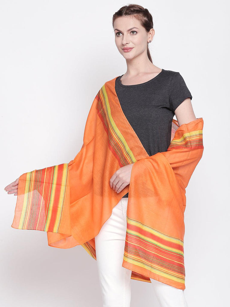 Women Orange & Yellow Printed Scarf-Stoles & Scarves-StyleQuotient