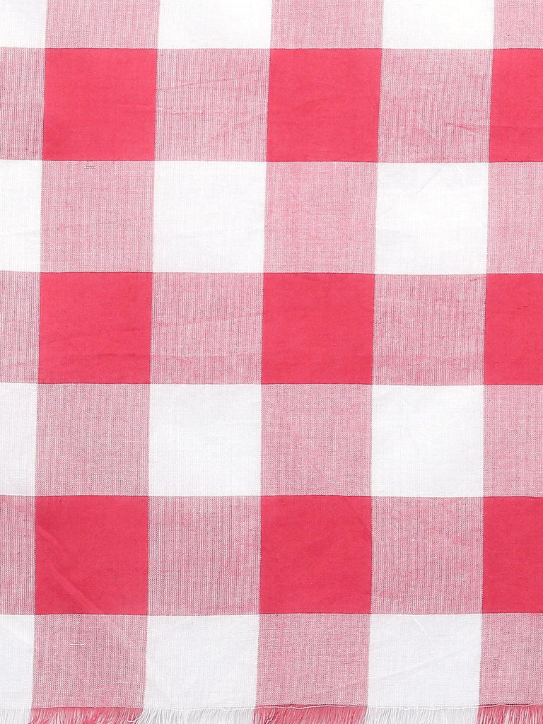 Women Red & White Checked Scarf-Stoles & Scarves-StyleQuotient